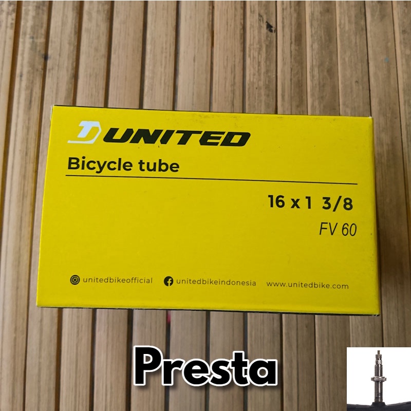 Ban Dalam United Sepeda Lipat 16x1-3/8 FV50 Pentil Presta