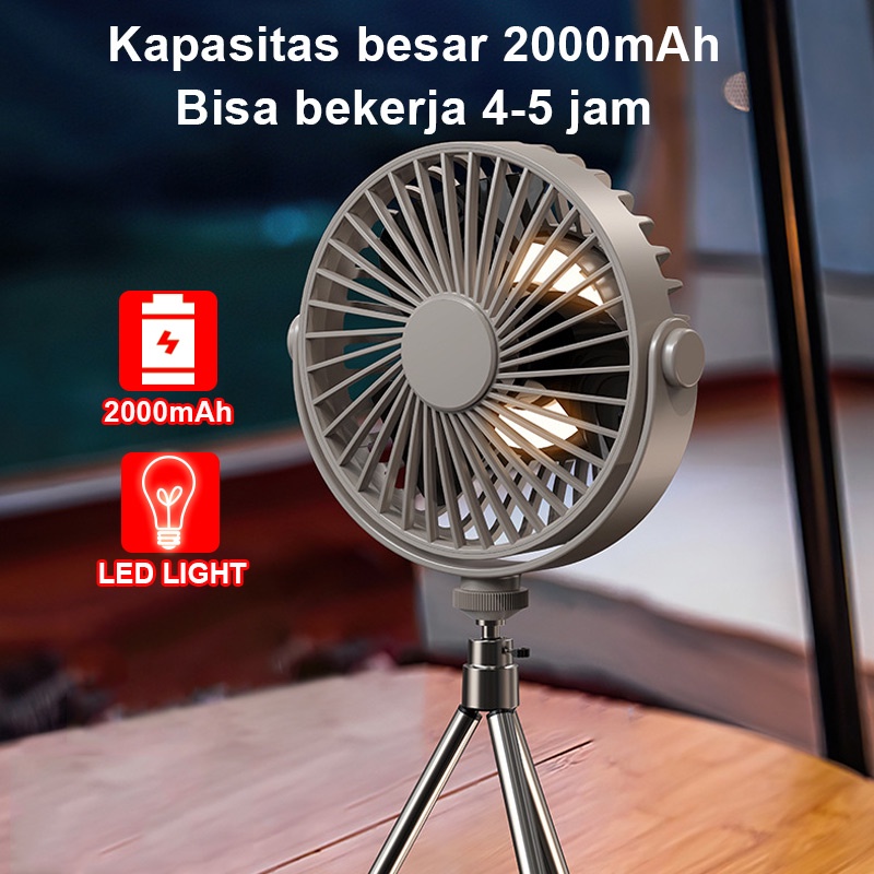 CORN Kipas Angin Portabel Stand Fan Gantung Portable Dengan Lampu 360° Kendali Jarak Jauh Table Fans Berdiri Home Berkemah