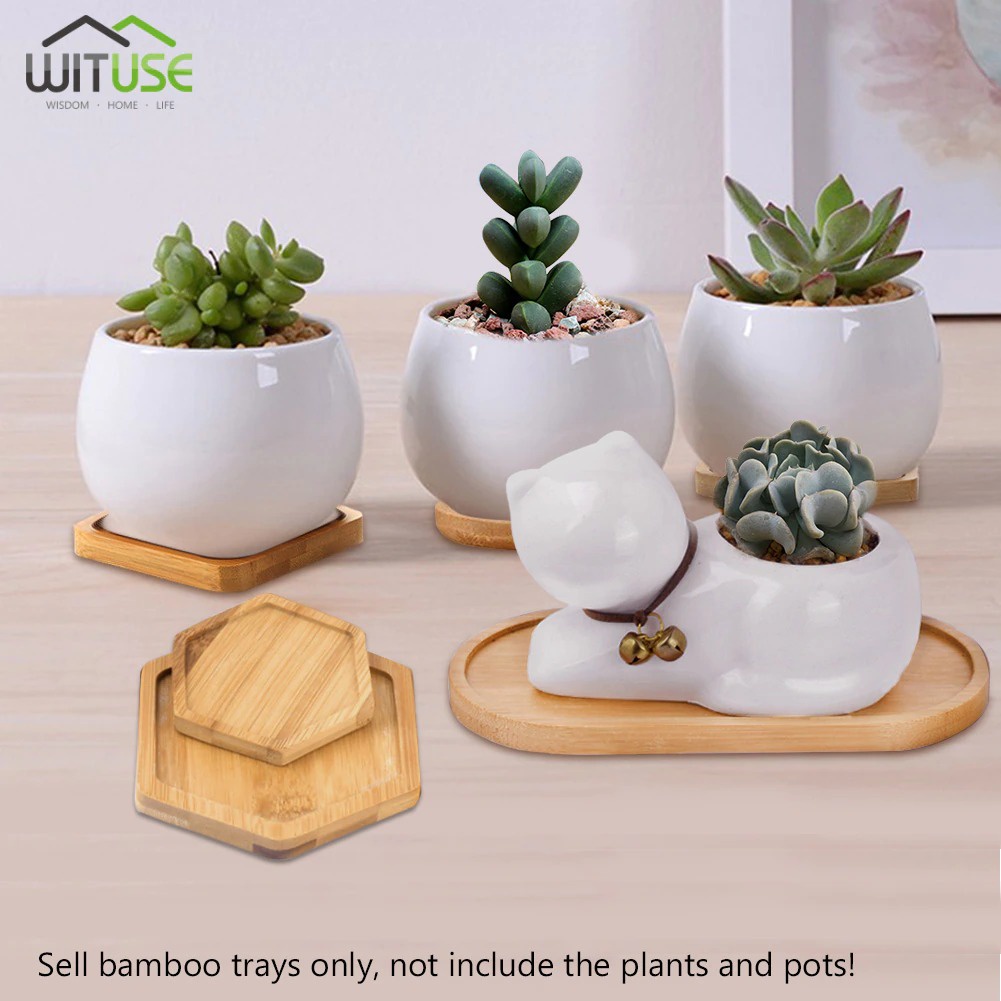 Alas Tray Gelas Estetik / Alas Bambu  Pot Estetik / Alas Tatakan Pot Tanaman Dekorasi Minimalism Bamboo Tray