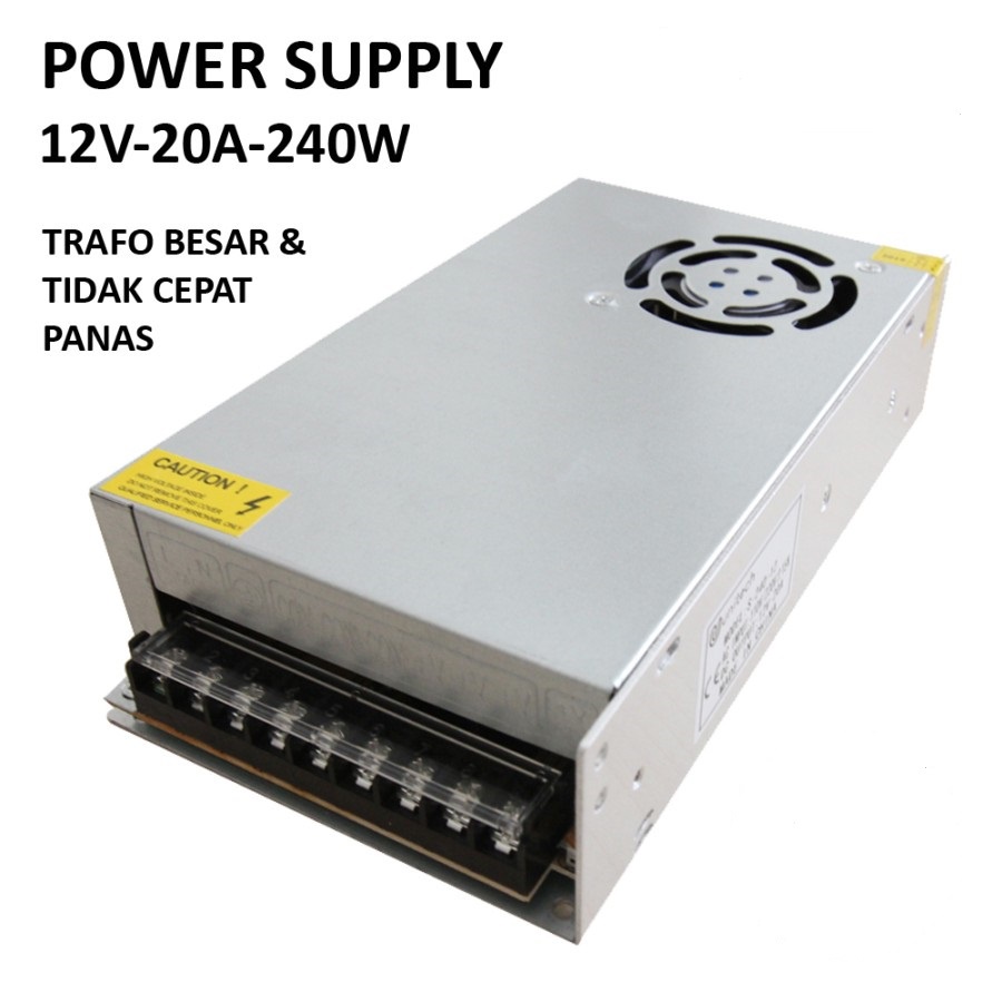 Power Supply 12V 20A Switching Adaptor Jaring 12 Volt CCTV 20 Amper