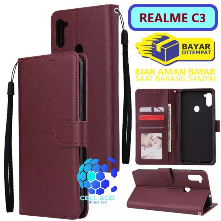 Flip cover REALME C3 Flip case buka tutup kesing hp casing hp flip case leather wallet