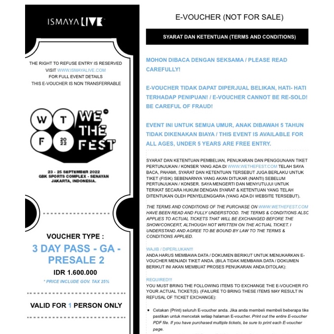 Tiket We The Fest 2022 WTF GA 3 Day Pass