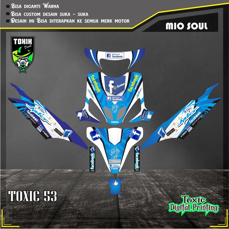 Sticker Decal YAMAHA MIO SPORTY FACEBOOK BIRU PUTIH
