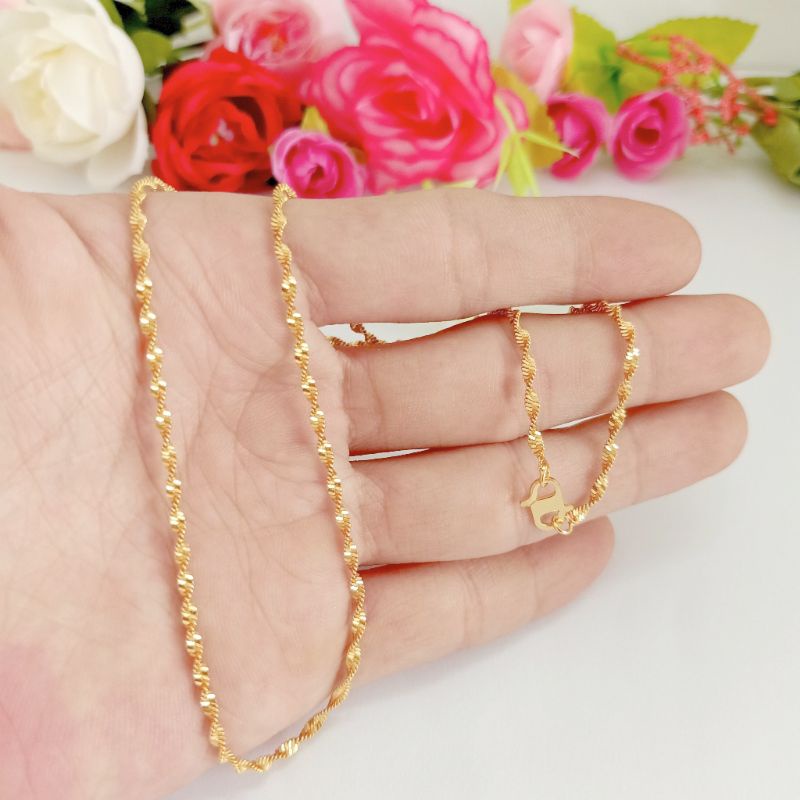 Kalung melintir gold bahan titanium pria/wanita 45cm