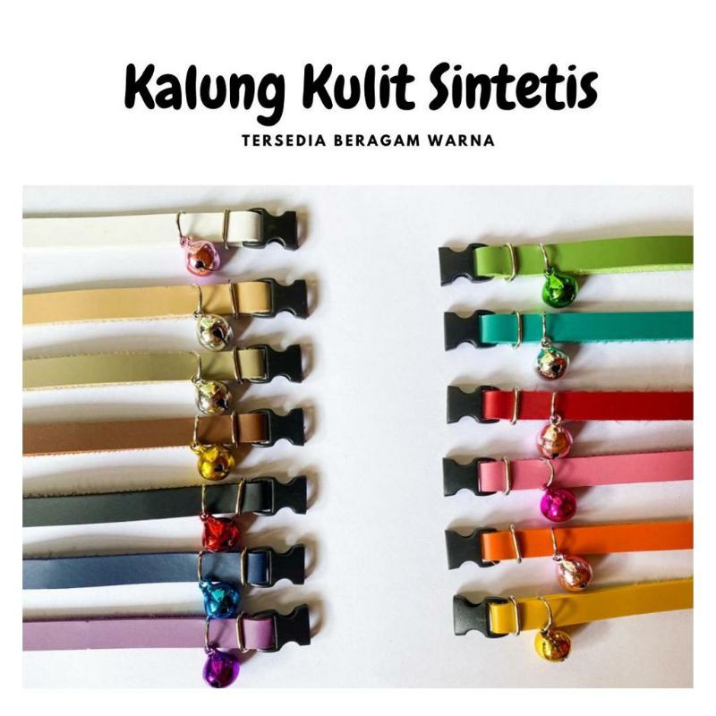 KALUNG KUCING ANJING CUSTOM NAMA KULIT SINTETIS