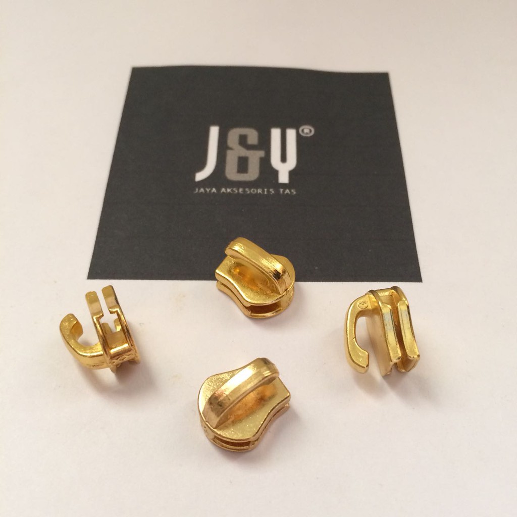 kepala resleting tas no 5 gigi besi gundul gold