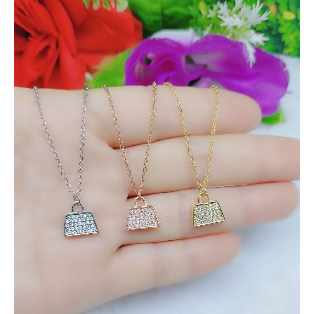 Kalung titanium permata perhiasan fashio A-D