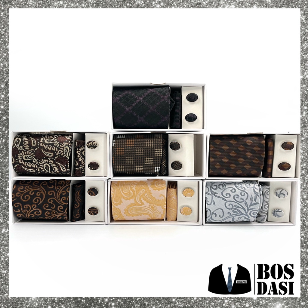 DASI SET BOX / BOX DASI MANUAL 8 CM MOTIF CUFFLINK POCKET SQUARE 1