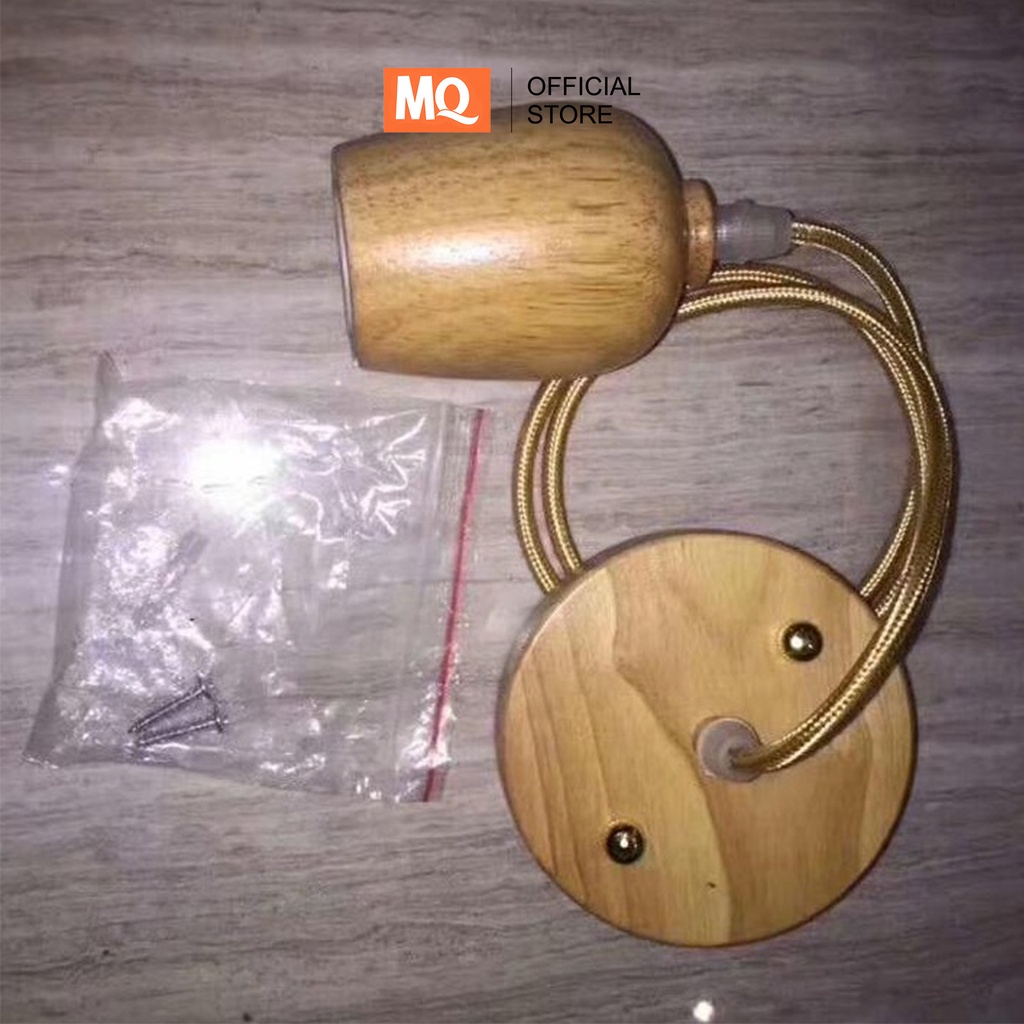 MQ Fitting Gantung KAYU terkeren termurah EELEGAN Edison filamen KAYU cafe Retro  - Fitting E27
