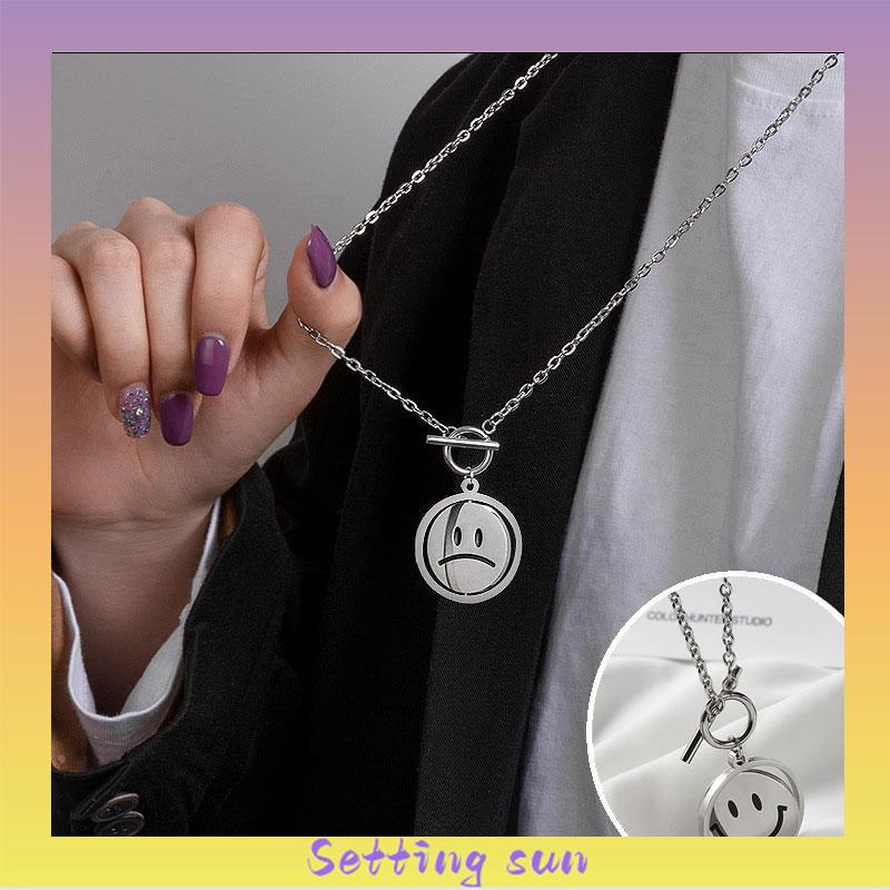 Fashionable Simple Smile Pendant Hip Hop Pria dan Wanita Kalung TN