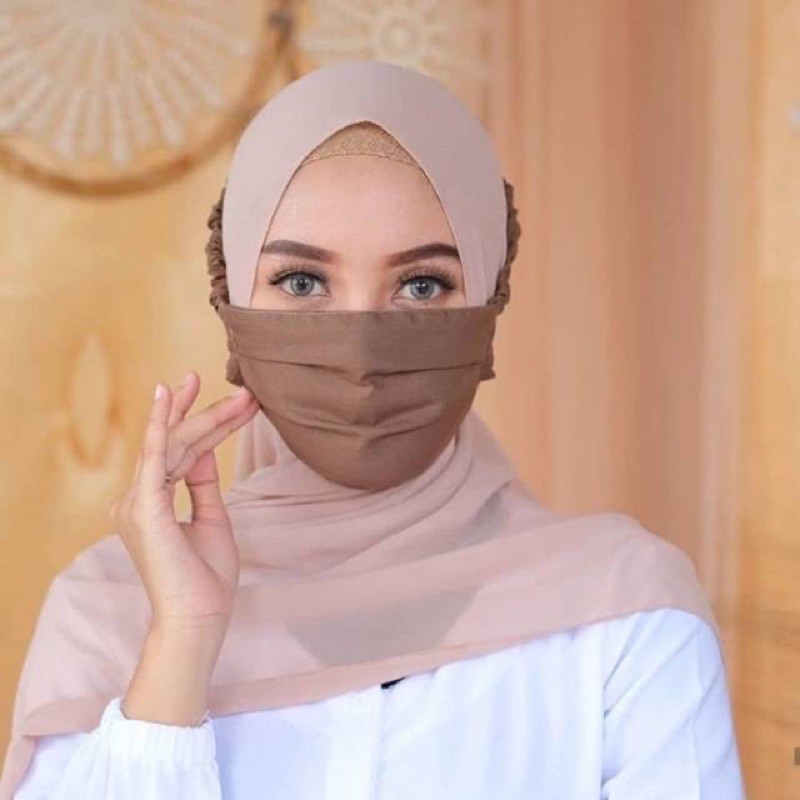 PGMT - TERMURAH MASKER KAIN TALI KERUT KARET HIJAB