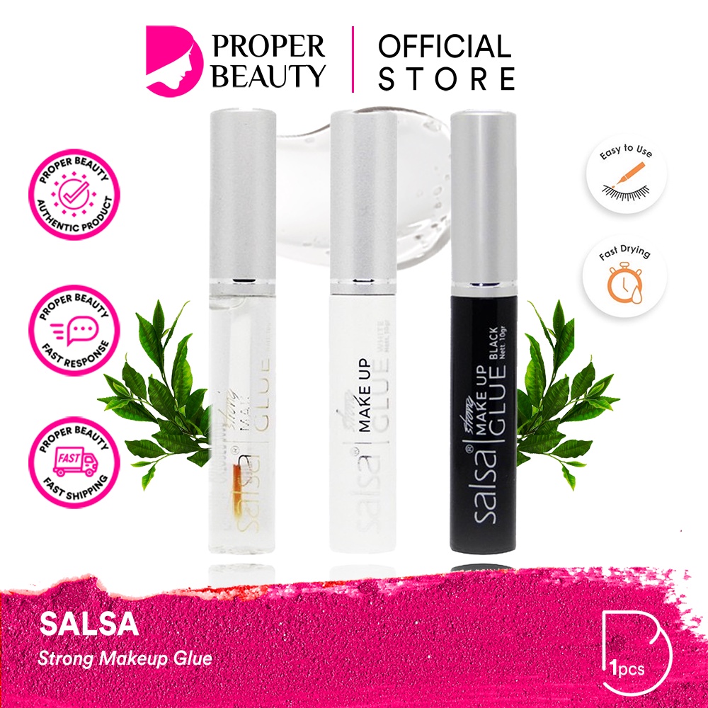 SALSA Strong Makeup Glue Indonesia / Lem Bulu Mata Lipatan Eyelid / Transparent White Black / Transparan Putih Hitam 10gr / Eyelash Eye Lid / Cosmetic Beauty Tools Curler Sponge Brush Palette Kuas Spons / Eyeliner Eyebrow Mascara Pensil Alis / Paket Wajah