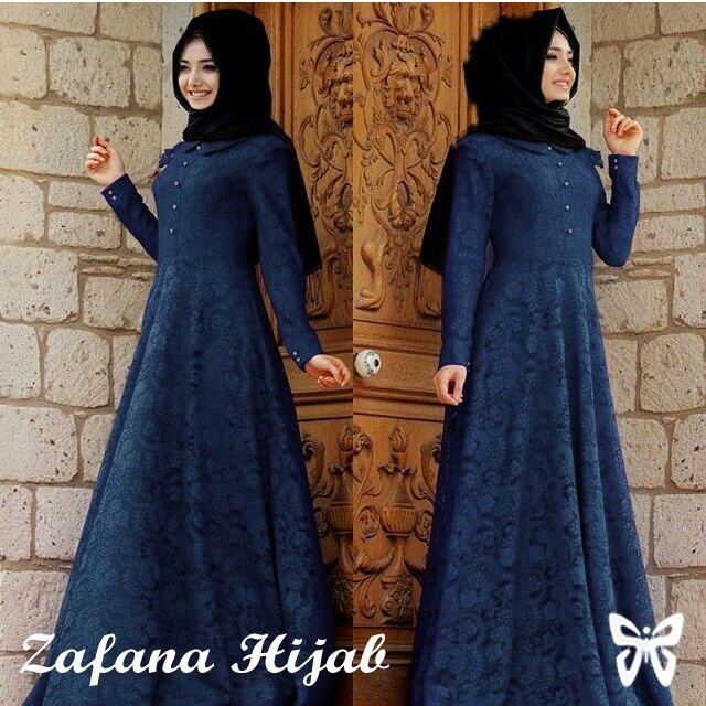 HOPYLOVY Gamis Wanita Brukat | Maxi Dress Brukat | Fashion Muslim | Brokat Dress