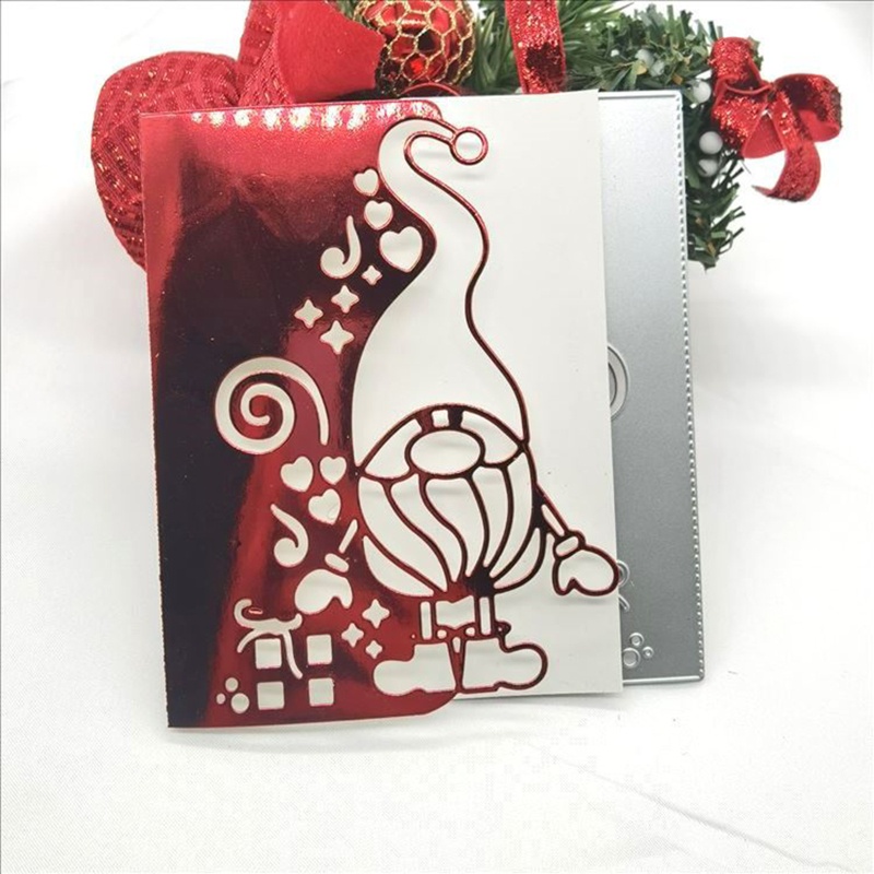 Stensil Cutting Dies Bahan Logam Desain Gnome Santa Natal Untuk Scrapbook Album Kertas