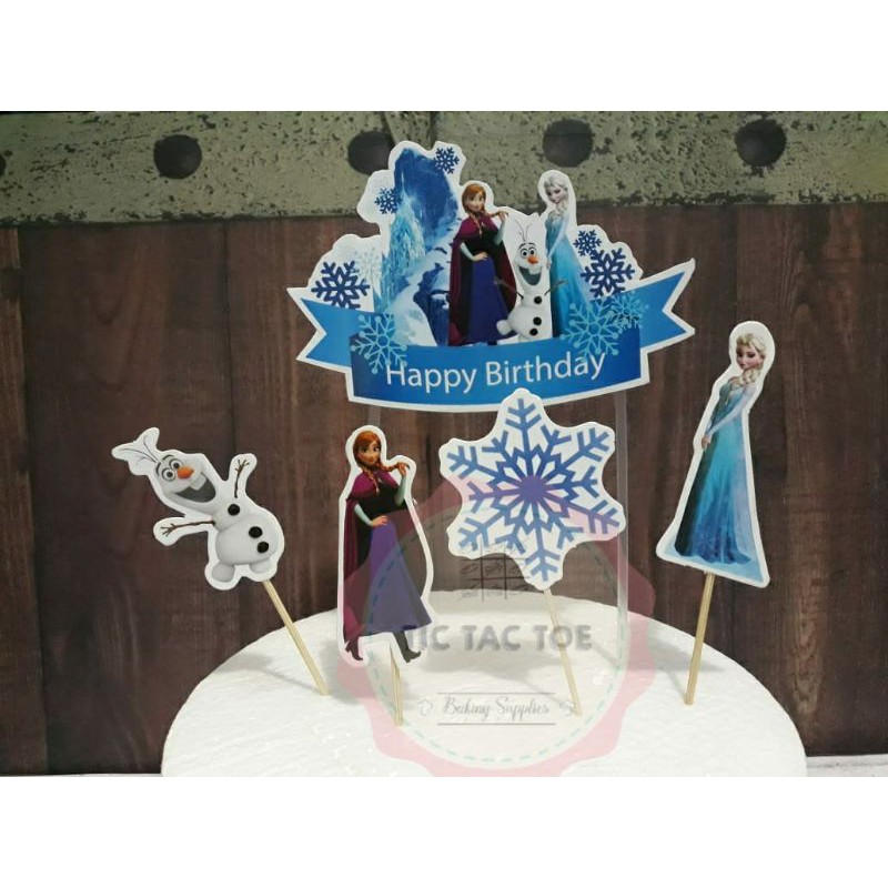 Topper Frozen, Hiasan tusuk kue frozen, hiasan tusuk 1 set, toper frozen
