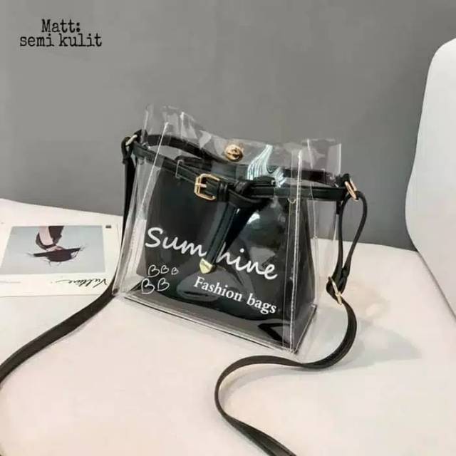 PROMO TAS SELEMPANG Sunshine Transparan | Tas Korea Termurah