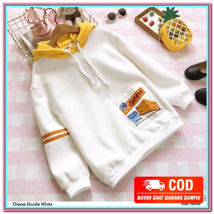 Jaket Wanita Kekinian  2021 // Jaket Wanita Jaket A Windbreacker  QH989 Cheese Hoodie Sweater Wani