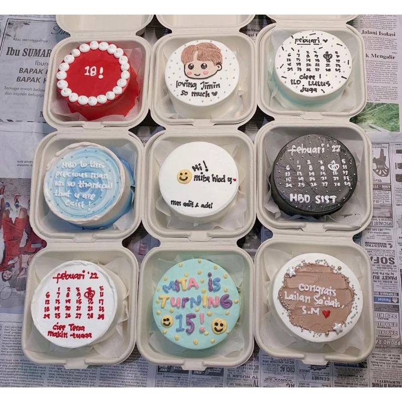 

bento cake Bagasse box | Korean cake | Costum Cake | Birthday Cake