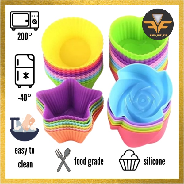 Cetakan Muffin berbagai motif Kue Cup Cake Silicone Tahan Panas Cetakan Silicone Cake Pudding Agar-Agar Cup Cake Serbaguna