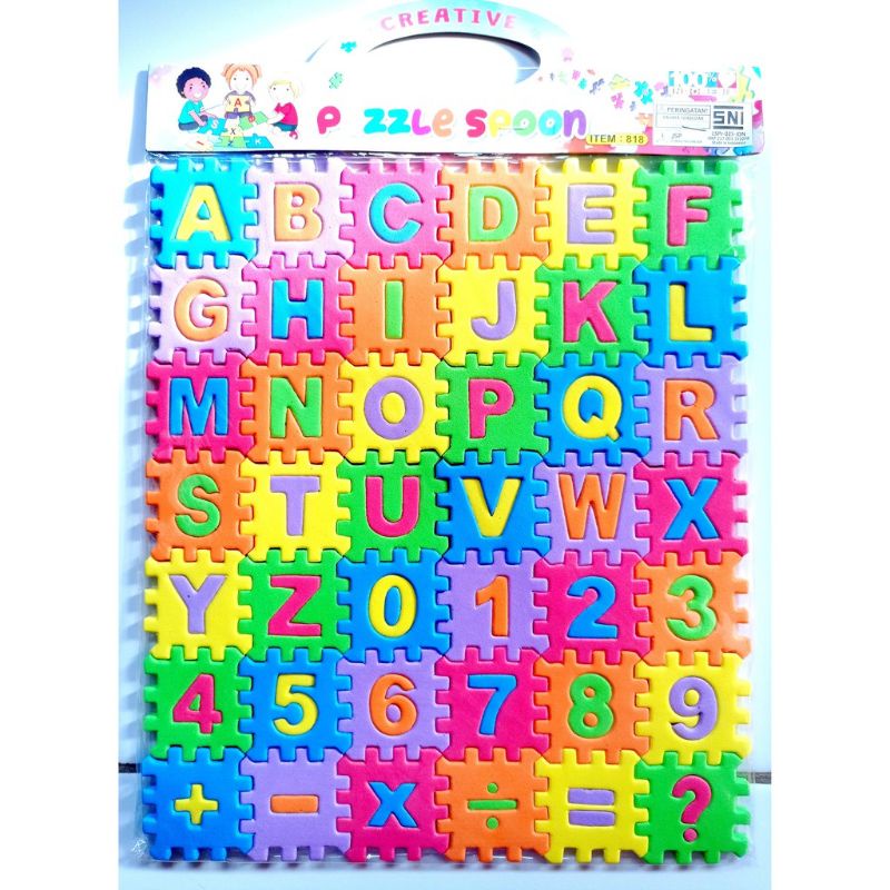 Puzzle spon huruf alfabet evamat mainan edukasi