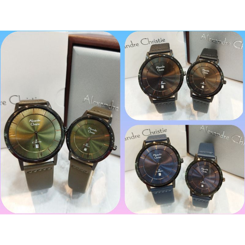Jam Tangan Couple Wanita / Pria Alexandre Christie 8639 AC 8639 AC8639 AC Couple 8639 Tali Kulit