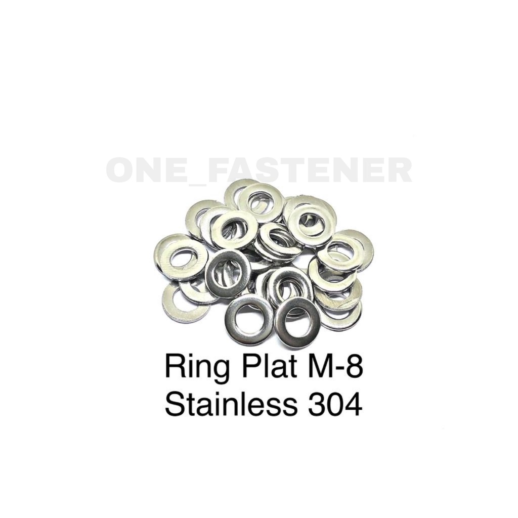 100 pcs Ring Plat M8 Stainless Steel 304 8mm 8mili Anti Karat food grade baut 12