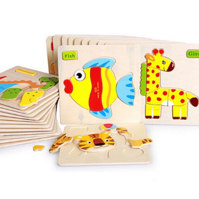 (2) Mainan Anak Wooden PUZZLE KAYU KECIL Hewan Transportasi Mainan Edukasi Edukatif Jigsaw Puzzle