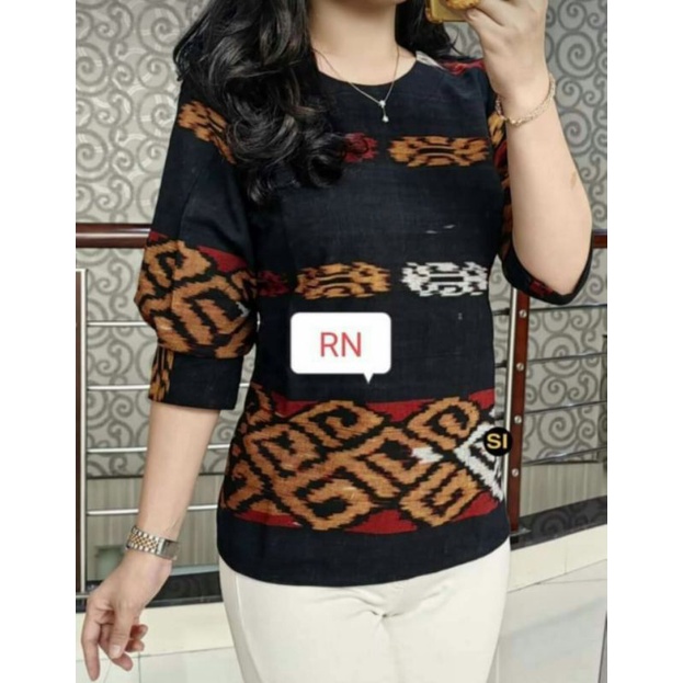 atasan blouse baju kantor/ baju wanita/ tenun motif etnik