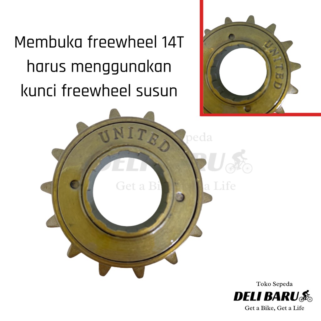 Freewheel gir belakang sepeda anak BMX 14T united