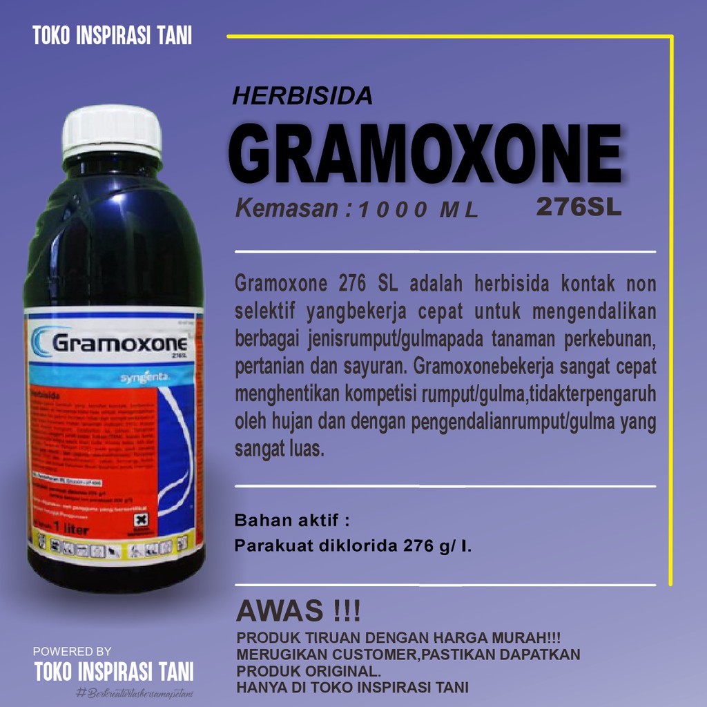 Jual [Cod]Gramoxone Kemasan 1 Liter - Gramoxone Herbisida Pembasmi Rumput Liar - Obat Rumput Gramoxone Indonesia|Shopee Indonesia