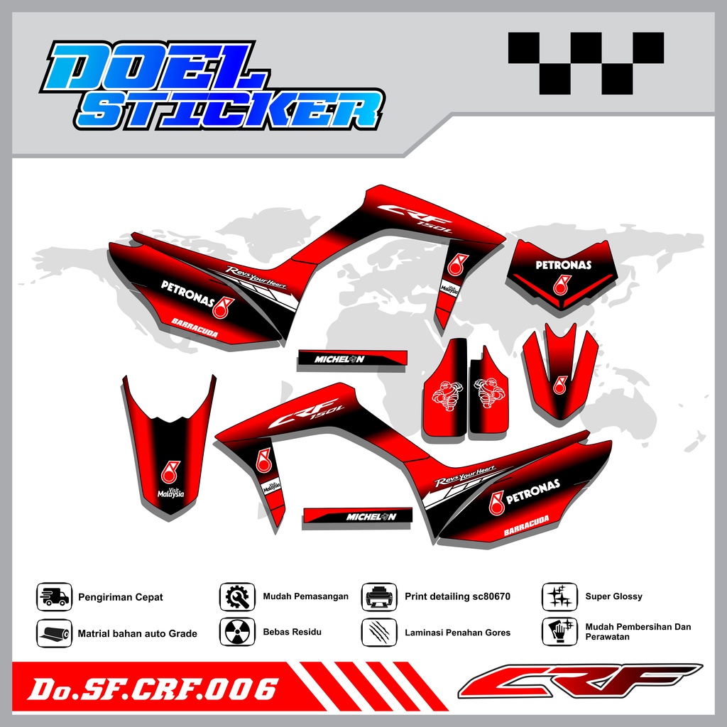 Sticker Striping Semifull CRF 150L List Variasi Hologram Pelangi,Crome Doel  006