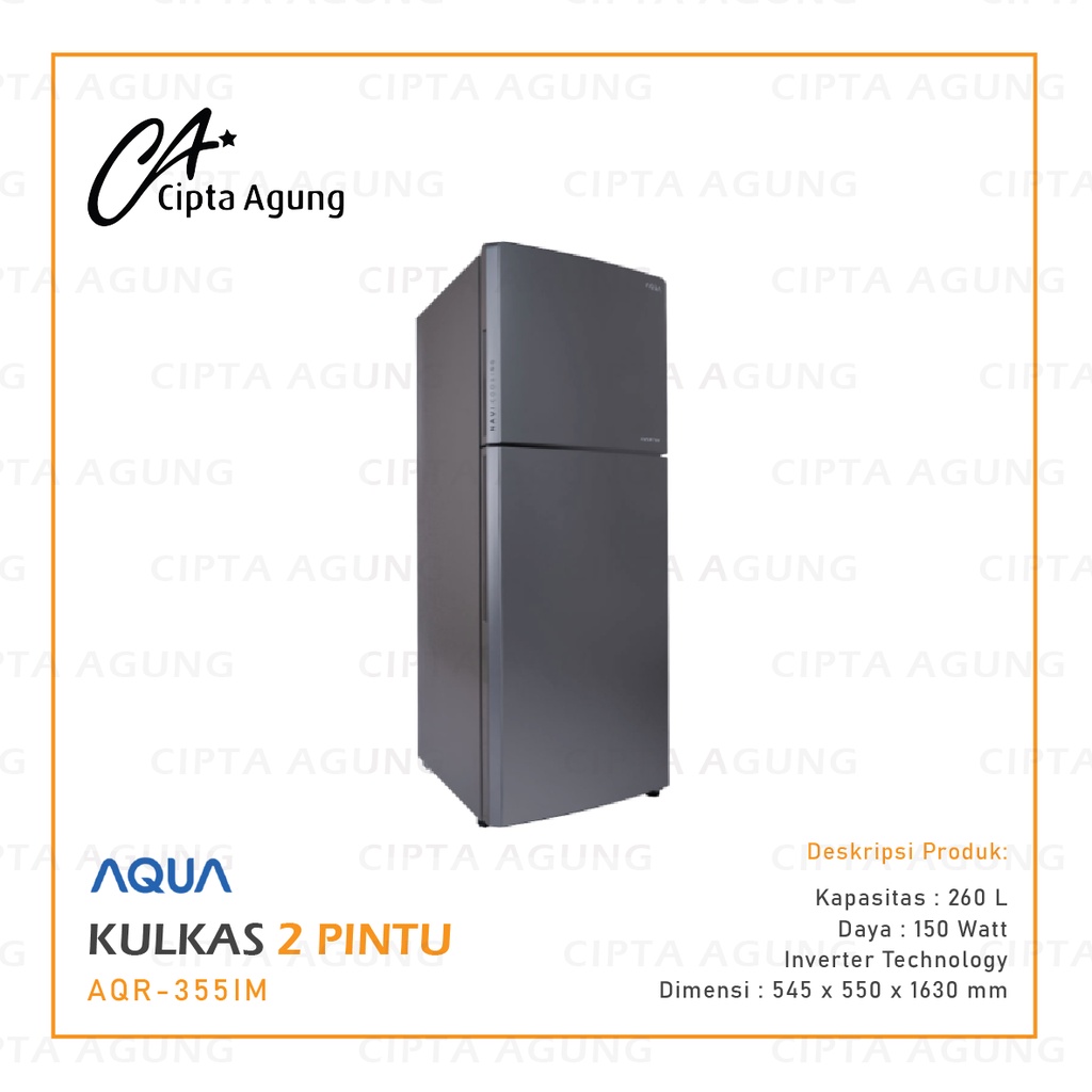 KULKAS 2 PINTU INVERTER AQUA AQR-355IM AQR 355 IM DS AQR355IM [BDG]