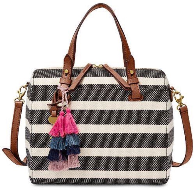 Fossil Rachel Satchel Black Stripe