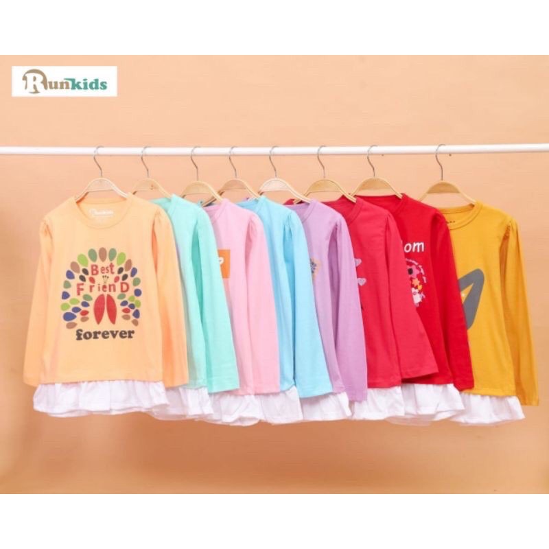 Longsleeve Girls Runkids 2-10 Tahun kaos lengan panjang anak perempuan