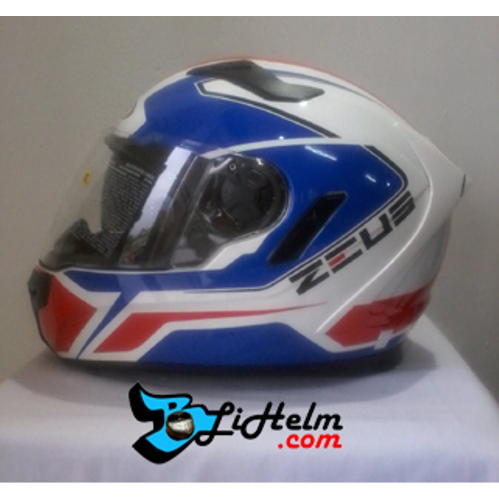 helm ZEUS ZS 813 WHITE  AN6 BLUE Terbaik
