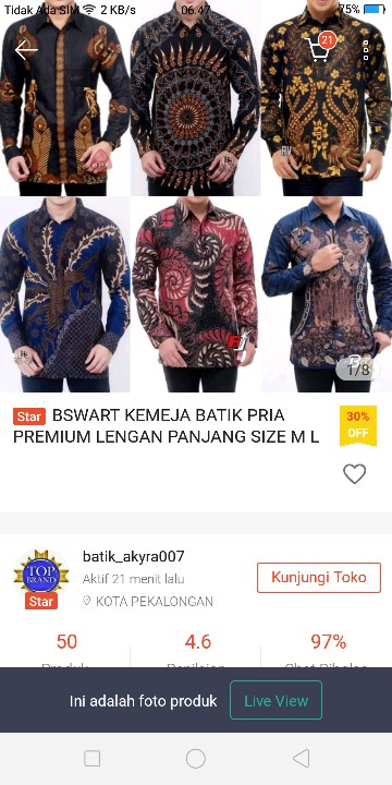 Bswart Kemeja Batik Pria Premium Lengan Panjang Size M L Xl Xxl