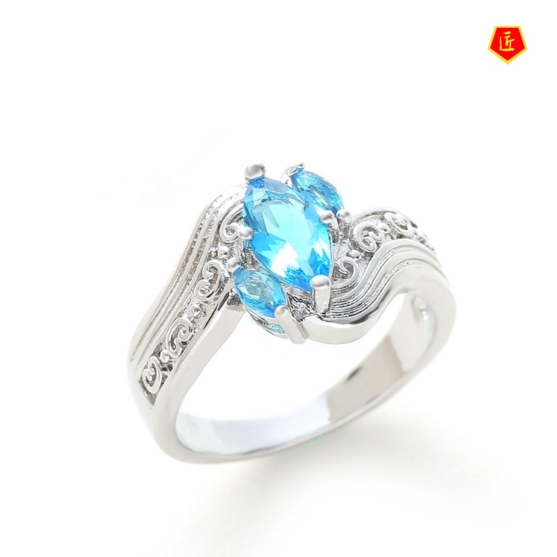 [Ready Stock]Creative 925 Silver Inlaid Horse Eye Diamond Ring