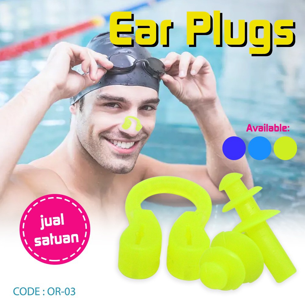 KARET EAR PLUG PELINDUNG HIDUNG TELINGA UNTUK RENANG - OR-03