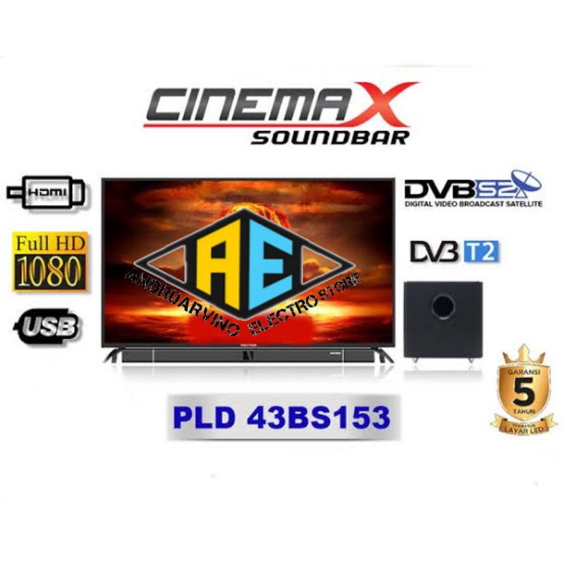LED TV POLYTRON PLD43BS1553 DVB-T2-PLD 43BS1553 FREE SOUNDBAR POLYTRON CINEMAX SOUNDBAR