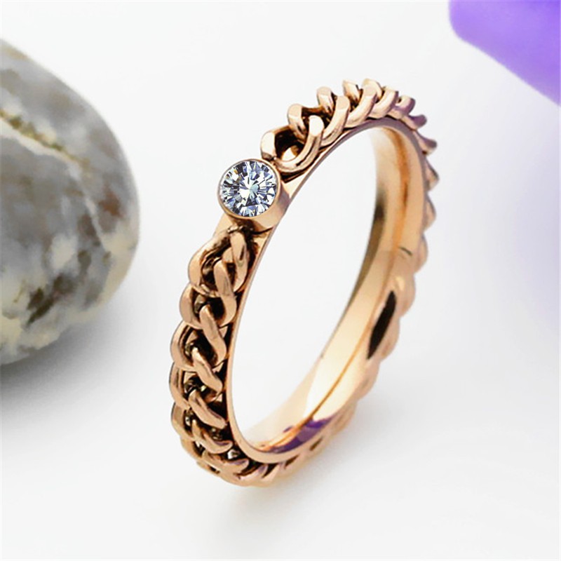 SALE / OBRAL Cincin Titanium Mini Korea Wanita Fashion CK031 rose gold simpul unik permata