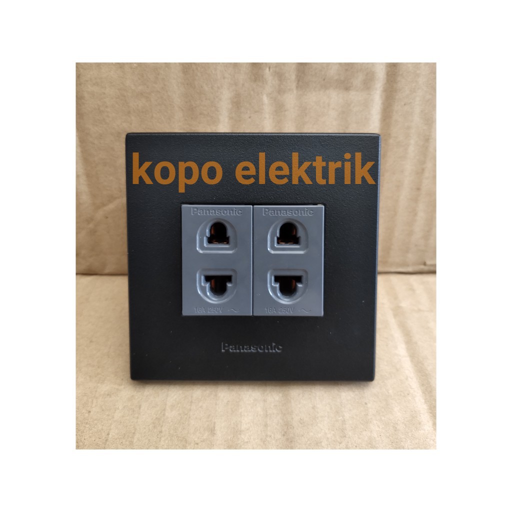 Panasonic Double Stop Kontak Universal Style Black 1 Gang Hitam Tanam Minimalis