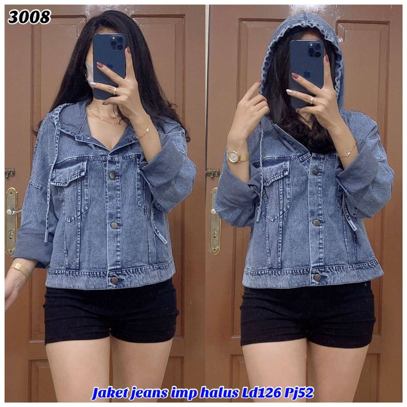 JL 3008 jaket jeans wanita imp hodie jmb