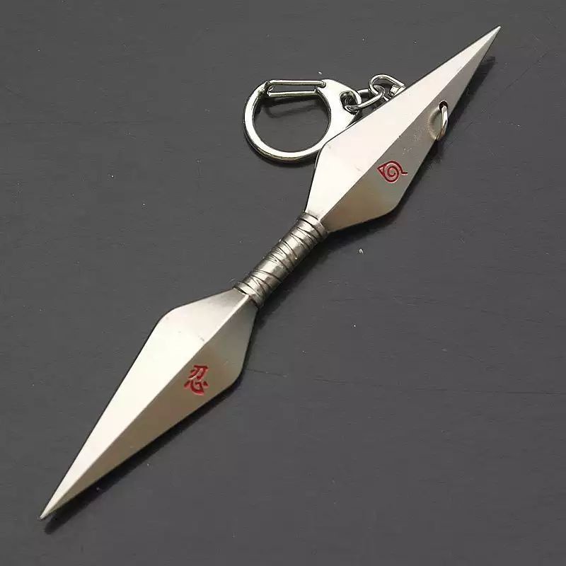 Gantungan kunci kunai senjata pedang anime naruto unik hiraishin minato shuriken kubikiribocho kusanagi sanjin no ogama keychain untuk motor tas mobil dompet-Kunai 2 Merah