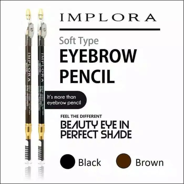 IMPLORA Eye Brow Pencil 2 IN 1 ( PENSIL + SERUTAN + SIKAT ) ORIGINAL BPOM / 2IN1 PENSIL ALIS IMPLORA | Celak | Eyebrow Pencil BPOM | Pensil Alis BPOM | Pensil Alis Implora 2 IN 1 | Pensil Alis Murah | Pensil Alis Hitam / Cokelat / Silver / Grey Brown