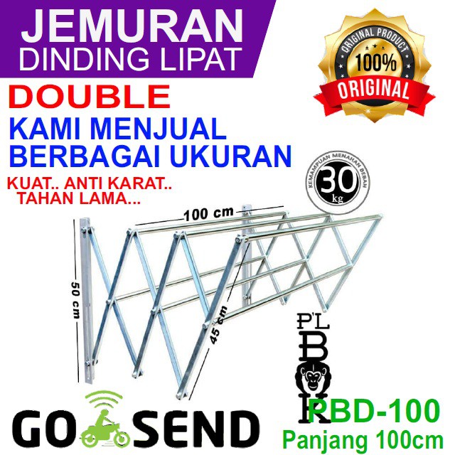 Jemuran Dinding Lipat Stainless Jemuran Lipat PLBOK Double 100 CM