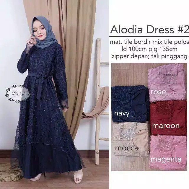 gamis pesta MAXI DRESS TANIA GAMIS BROKAT TILE TERBARU | FASHION BUSANA MUSLIM WANITA PREMIUM WARNA 