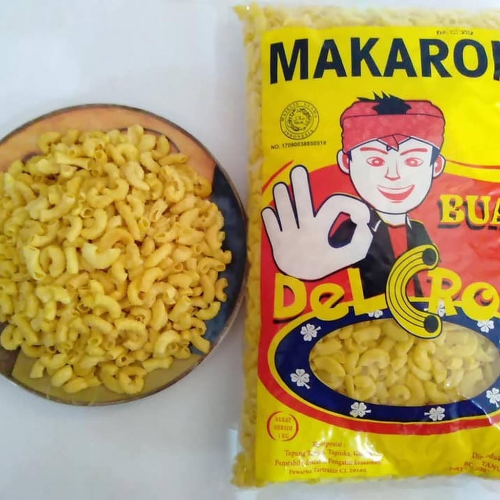 Makaroni Mentah/ Makaroni Coklat / Makaroni / Makaroni Goreng  250 Gram dan Delcron 250 gram