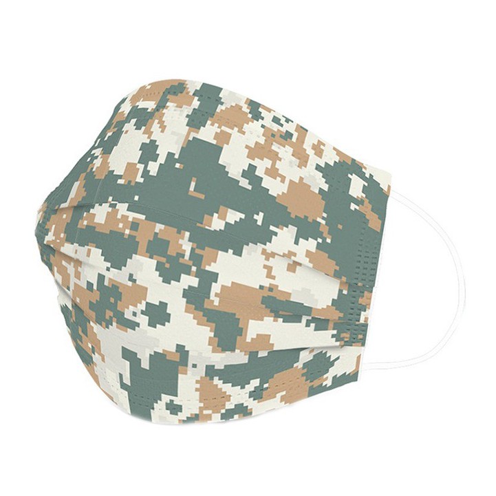 

La floret 1 pack (10pcs) masker medis 3ply printed motif army hijau /earloop