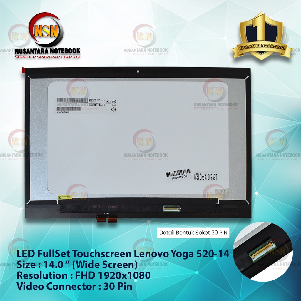 LED 14.0 Inch 30Pin FullSet TouchScreen For Lenovo Yoga 520-14