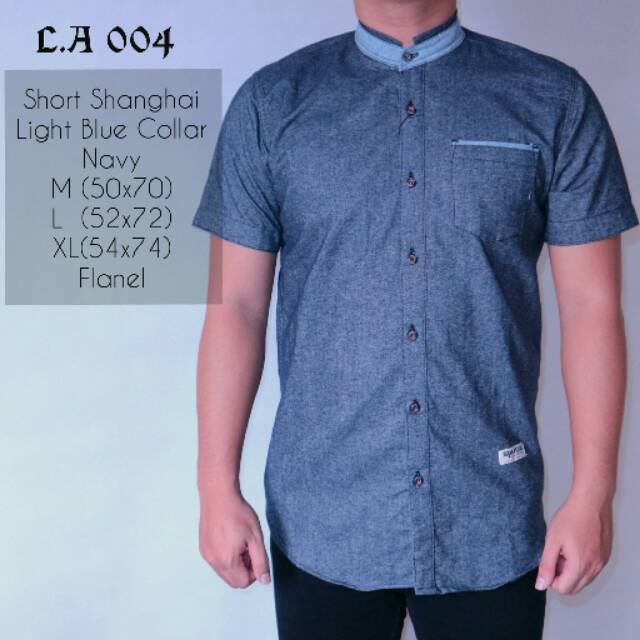 L.Awears 004 Short Navy Light Blue (Size M,L,XL) Kemeja Pria Polos Kemeja Flanel Kemeja Distro